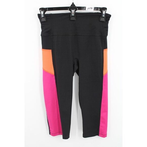 Spanx Color block Compression Capri Pants Sz Small Black Orange Pink - Picture 1 of 7